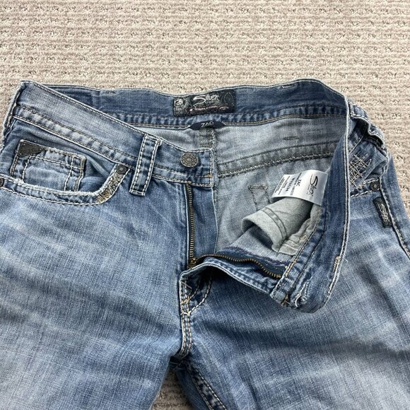 Silver Jeans Zac Men Size W33 / L34 Denim Pants Washed Blue Straight Leg Casual - Picture 2 of 16
